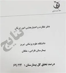 کسب نمره درجه یک بیمارستان فارابی ملکان در سال 96