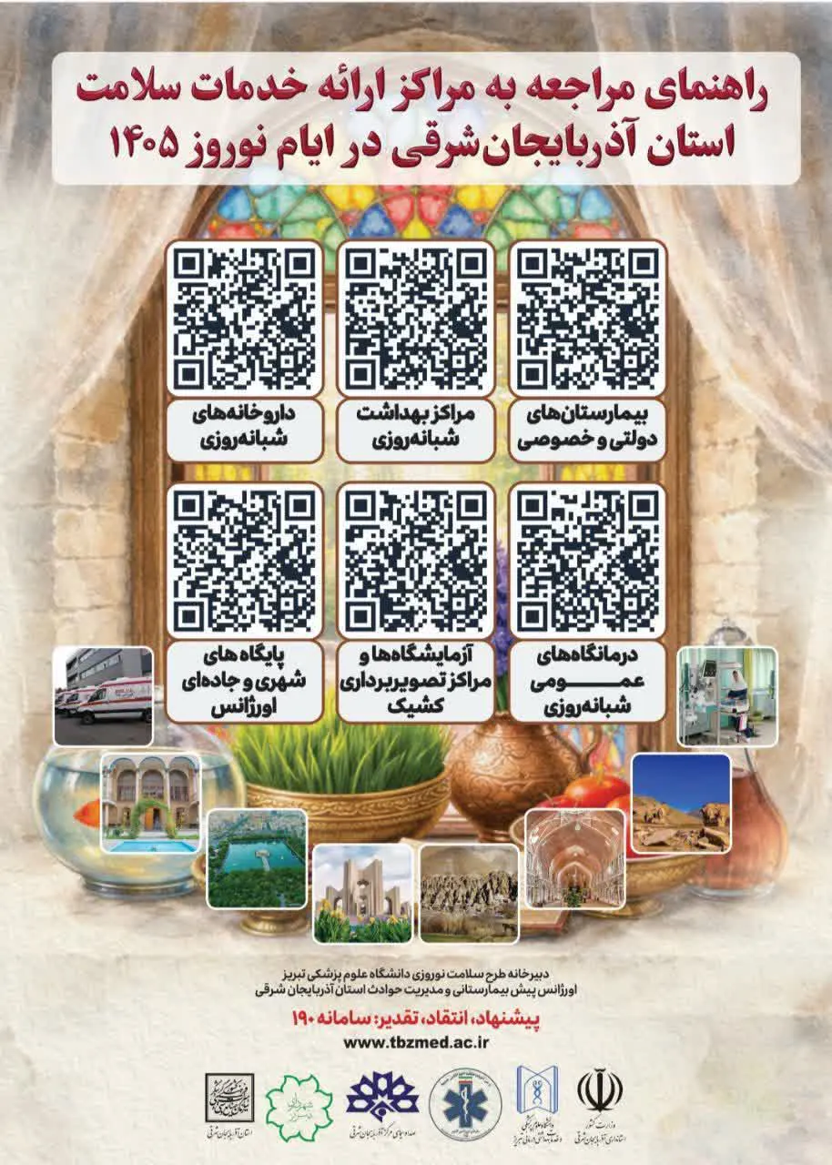 رونمایی از پوستر راهنمای جامع مراکز ارائه خدمات سلامت آذربایجان شرقی در طرح سلامت نوروزی ۱۴۰۵