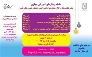 سلسله وبینارهای آموزش مجازی دفتر مالکیت فکری کلان منطقه دو آمایشی کشور دانشگاه علوم پزشکی تبریز