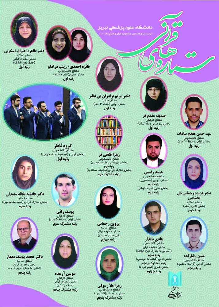 پوستر/ درخشش ستاره های قرآنی دانشگاه علوم پزشکی تبریز در بیست و هفتمین جشنواره قرآن و عترت