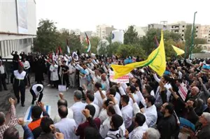 تجمع کادر درمان دانشگاه علوم پزشکی تبریز در محکومیت جنایت رژیم صهیونیستی در حمله به بیمارستان المعمدانی غزه