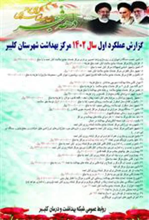عملکرد مرکز بهداشت شهرستان کلیبر