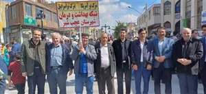 حضور پرشور پرسنل شبکه بهداشت ودرمان ومردم ولایتمدار شهرستان عجب شیر در راهپیمایی روز جهانی قدس۱۴۰۴